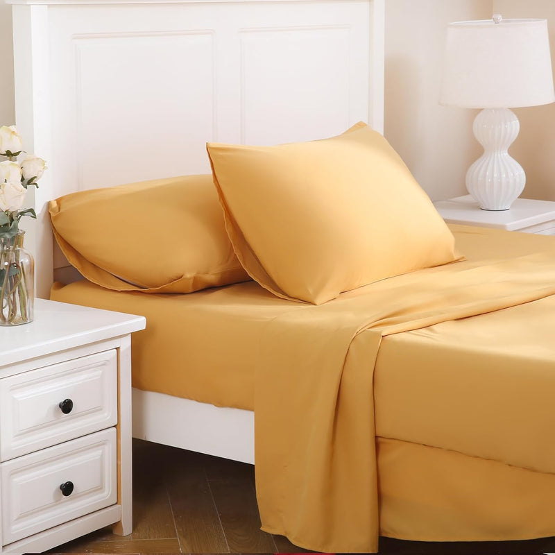Queen Size Sheet Set Cooling Breathable Bed Sheets Set, Ultra Silky Soft Micro