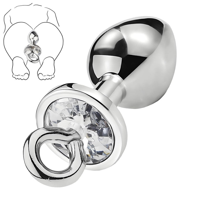 Anal Plug Metal Pull Ring, Butt Plug Anal Toy Anal Trainer Vestibule Anal Device, Sex Tools, Sm Alternative Sex Toys Anal Toy, Large Pull Ring, Detachable Thread (3.5)
