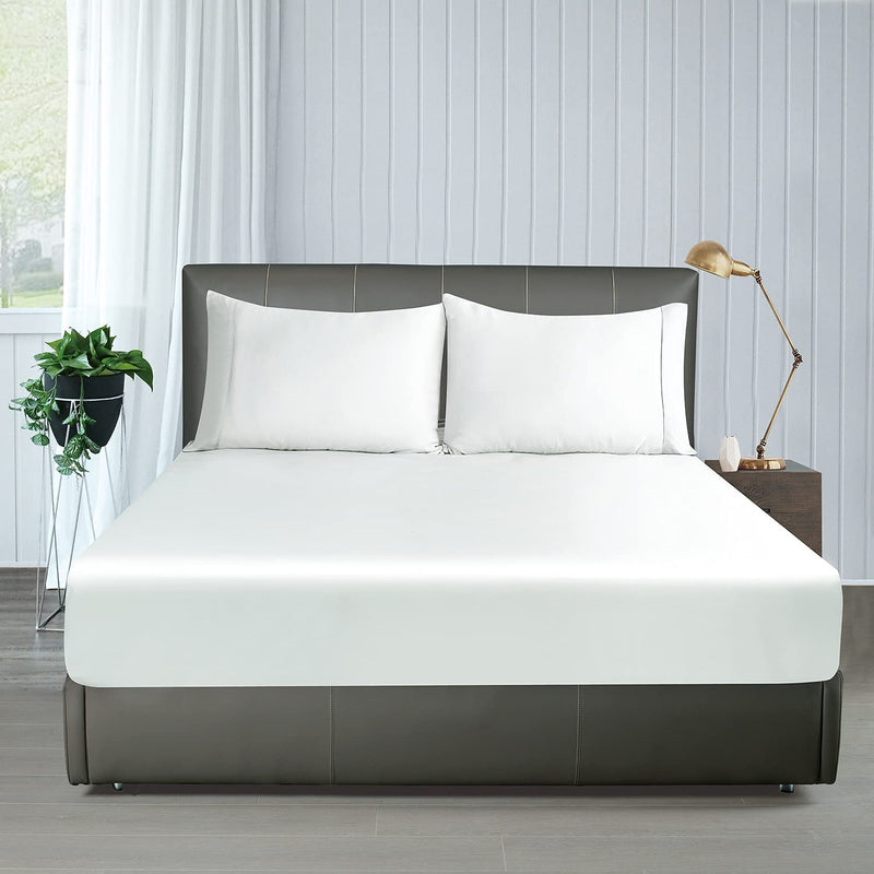 100% Bamboo Viscose Fitted Sheet 1 Pack Full Size Only,400 Thread Count White,