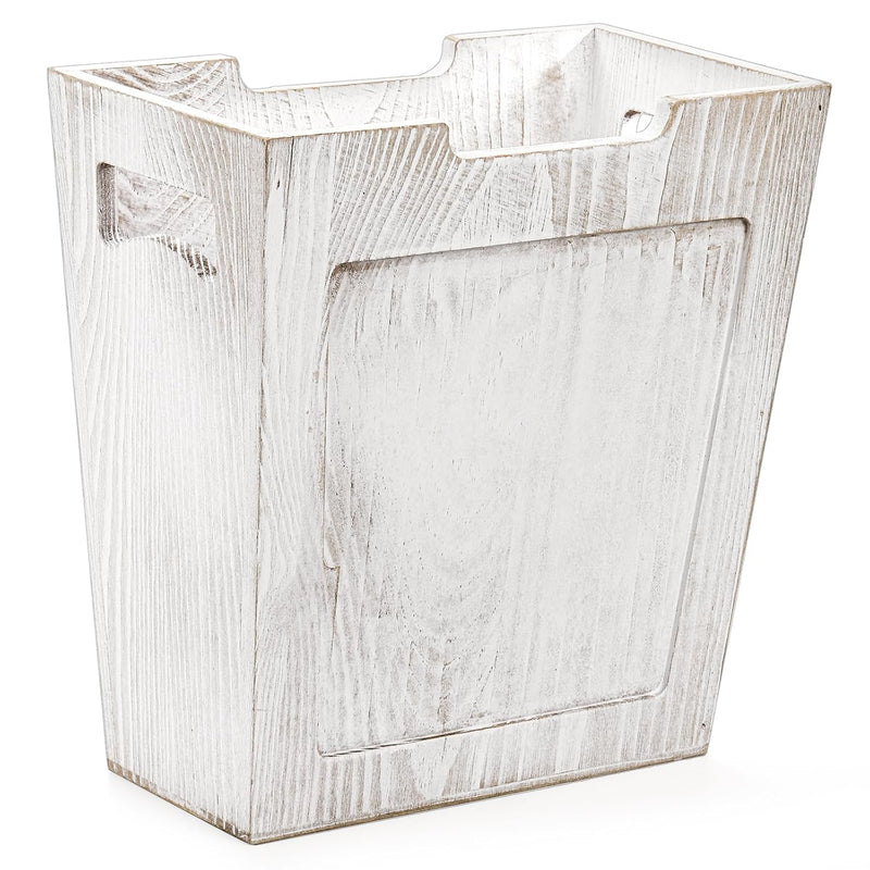 Wood Trash Can, Rectangular Rustic Wooden Waste Basket Farmhouse Wastebasket Bin