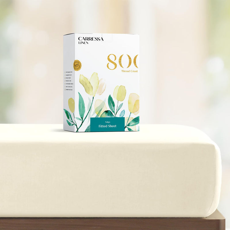 Egyptian Cotton 800 Thread Count, Ivory Full Luxurious Fitted Sheet With Elast