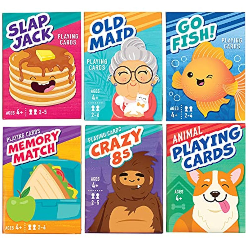 Card Games For Kids, 6 Decks, Go Fish, Old Maid, Crazy Eights, Memory Match, Slap Jack, Animal Playing Cards, Easter Basket Stuffers, Stocking Stuffers, Birthday Gifts