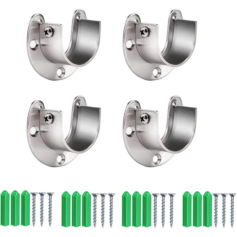 4 Packs Heavy Duty Closet Rod Bracket,Stainless Steel U Shaped Rod Bracket With