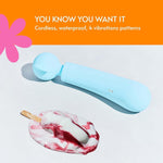 Charmed Dual-Action Silicone Massage Wand, Handheld, Cordless, Waterproof, USB Rechargeable, Bluebell