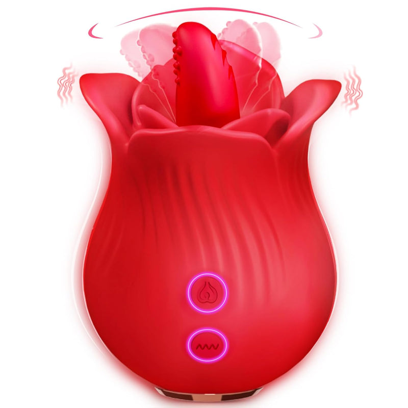Clitoral Licking Tongue Rose Sex Toy Vibrator Stimulator For Women, Vibrating Rose Adult Women Couples Sex Toys With 10 Modes, Female Mini Clitoris Nipple Vibrator For Woman Her Pleasure