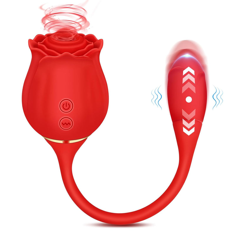 Rose Sex Toy Dildo Vibrator - 3In1 Stimulator For With 10 Suction & 10 Thrusting & Vibrating Function Dildo Adult Sex Toys Games Clitoral Nipple Licker For G Spot Couples Woman Man Pleasure Quick