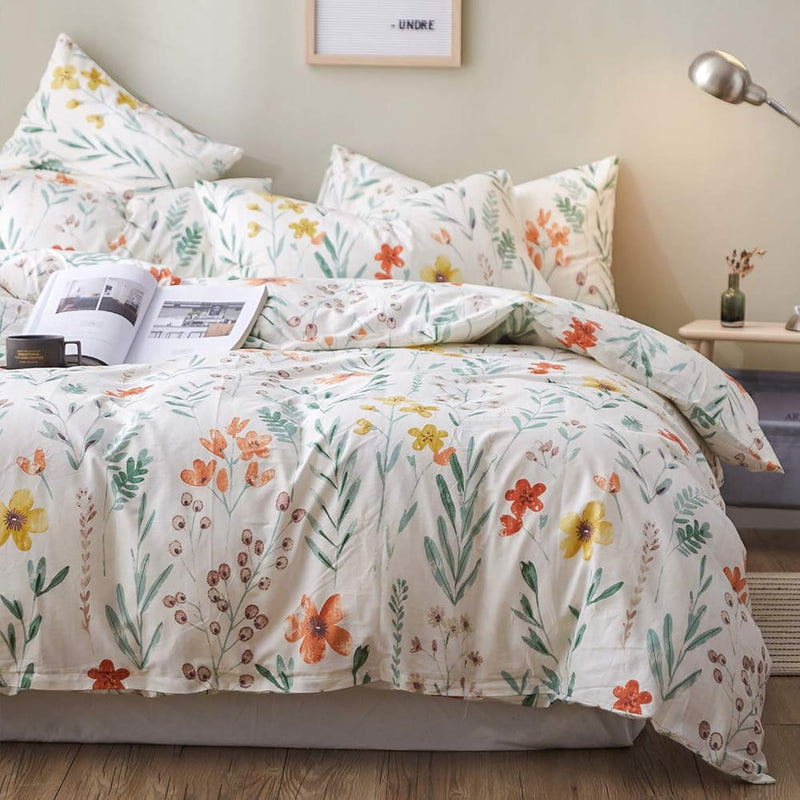100% Cotton Duvet Cover Set Muti Color Flower Pattern,King Size Floral Bedding