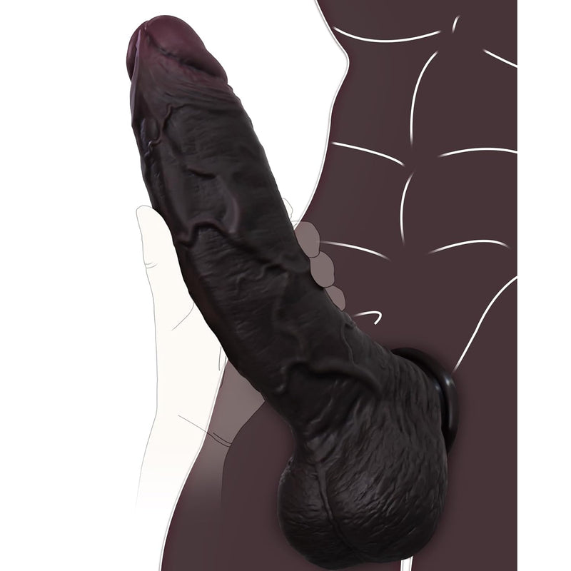 11 Inch Black Huge Thick Dildo, Dual Density Silicone Soft Real Skin Touch Big Dildo, Flesh Realistic Large Penis With Powerful Suction Cup, Classic Adult Sex Toys, Vaginal Anal Pleasure For Women Men