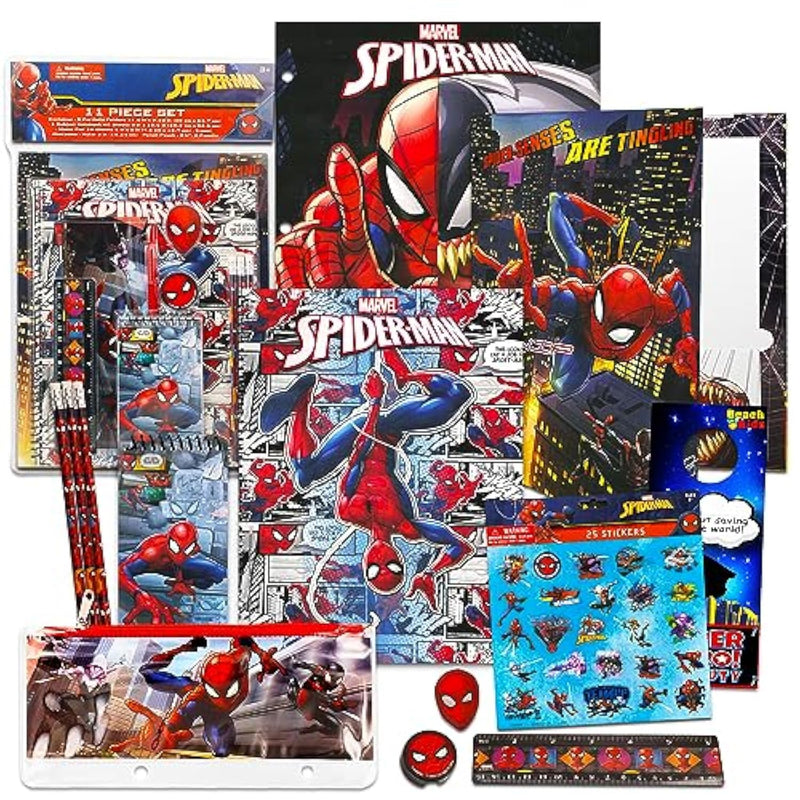 Marvel Spiderman School Supplies Set - Bundle With Spiderman Folder, Notebo