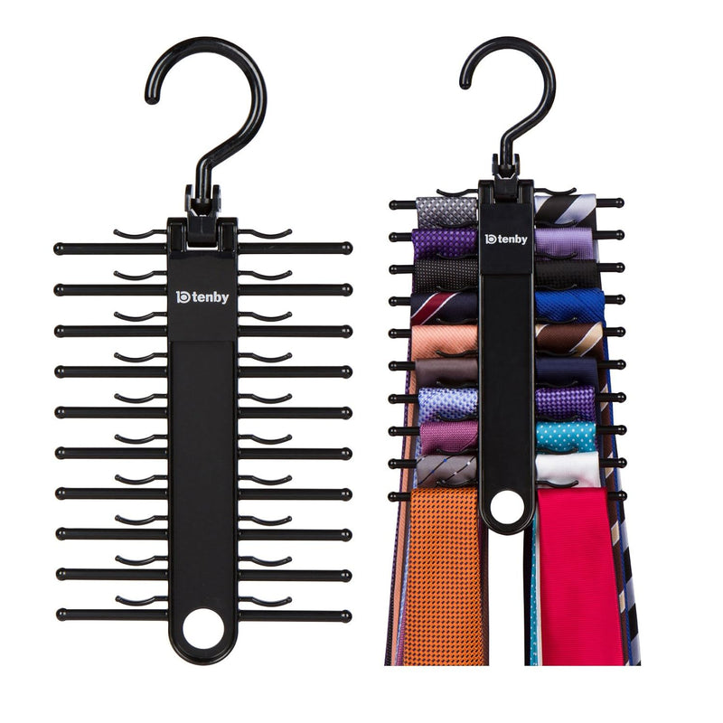 2-Pack Black Tie Rack, Organizer, Hanger, Holder - Affordable Ti.