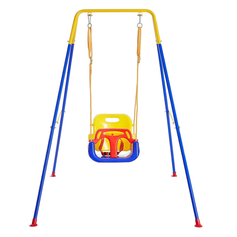 3 In 1 Toddler Swing Set With 4 Sandbags, Indoor/Outdoor Baby Swing With Fo
