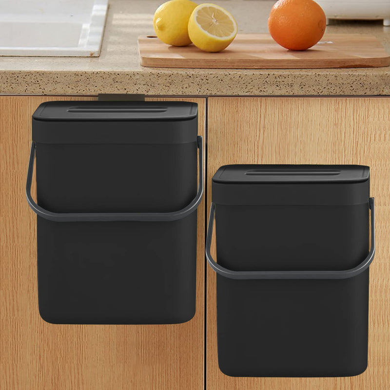 Countertop Compost Bin With Lid, Hanging Small Trash Can With Lid Under Sink For