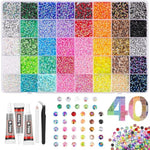 40,000 Pcs 3mm Multicolor Flatback Rhinestones for Crafts, Fabric & Nail Art