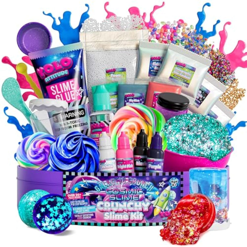 Yolo Galaxy Slime Kit For Kids – Diy Holiday Glow In The Dark Space Slime With 20+ Add-Ins For Boys & Girls Ages 8–12, Stocking Stuffer, Creative Toy Set