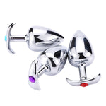 Stainless Steel Anal Plug For Wearing Ship Anchors Pulling Butt Plug G-Point Dilator For Jewel Base Adult Sexual Toy(White,M)