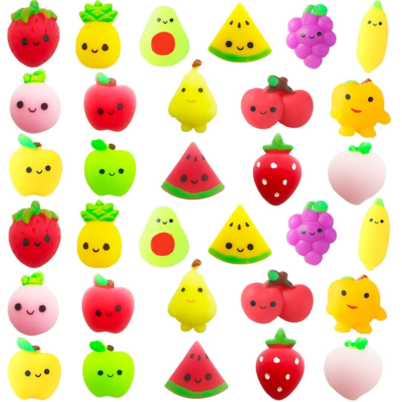 32Pcs Mochi Squishy Toys Set For Kids, Mini Squishies Kawaii Fruit Squeeze Toy