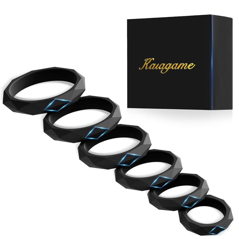 6 Sizes Penis Ring Silicone Cock Rings For Men Erection Sex Aids, Cockring Cock Sexual Stimulation Device Pleasure Ring For Men, Cock And Ball Ring Sexual Ring, Adult Sex Toys (Black)