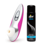 Pro40 Magenta Pleasure Air Clitoris Sucker & Pjur Aqua Water Based Personal Lubricant 3.4 Fl Oz - Female Sex Toys Bundle