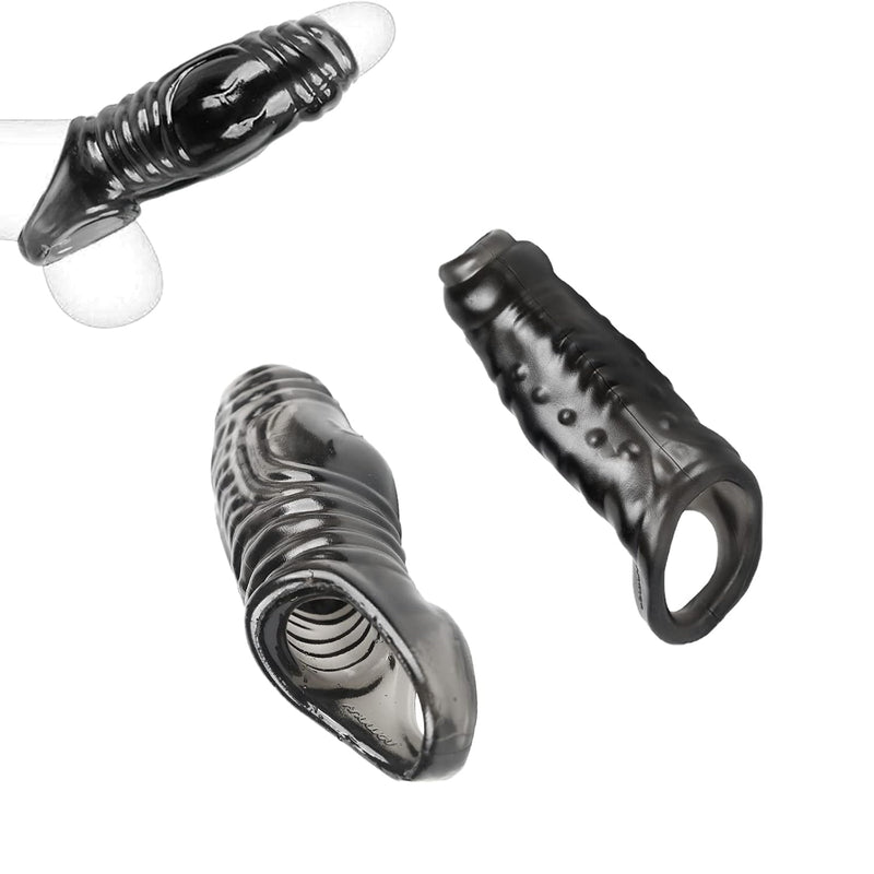 2Pcs Silicone Cock Sleeve Penis Enlargement Silicone Sleeves Erection Enhancing Men Adult Sex Toys For Couples