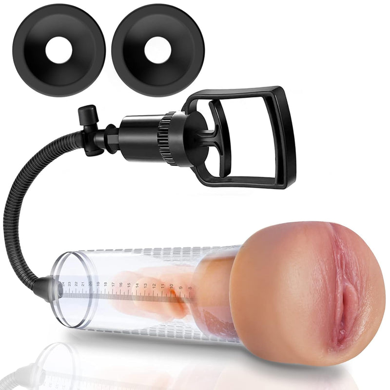 Vacuum Penis Pump, Manual Penis Enlarger For Male Erection & Enhancement, Sex Toys For Men,Penis Massage & Stimulation Device With Male Stroker Black