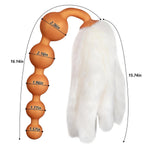 Anal Beads With 5 Removable Foxtails Liquid Silicone Butt Plug Sex Toy Anal Stimulator For Men Women Couples Cosplay Erotic Sm Sex Games (L)
