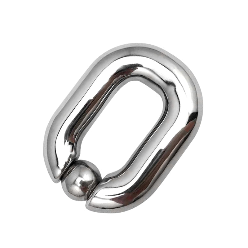 Stainless Ball Stretcher Testicle Stretching Penis Weight Enhancer Ring Metal Device Sex Toys Cock Lock Oval Ring For Men(Big)