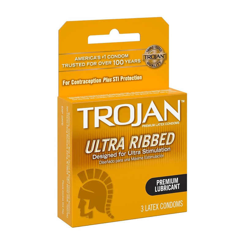 Stimulations Ultra Ribbed Lubricated Condom, 3 Count