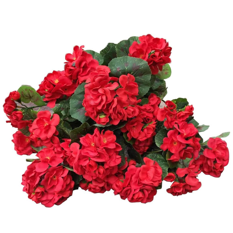4Pcs Artificial Geranium Flowers Red Autumn Faux Silk Geranium Floral Bushes 1