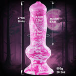 Liquid Silicone 2.2 Inch Wide Dog Dildo, 11 Inch Knotted Suction Cup