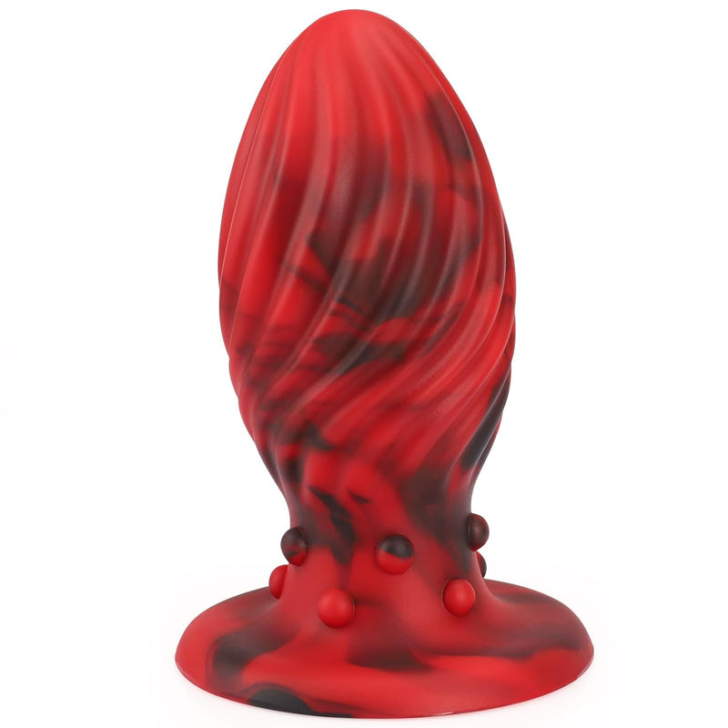 Super Big Anal Plug Liquid Silicone Butt Plug With Suction Cup Base For Advanced Player, Swirl Anal Toy Waterproof Butt Plug Kit Adult Sex Toy For Unisex Backdoor Handsfree Fun (Large)