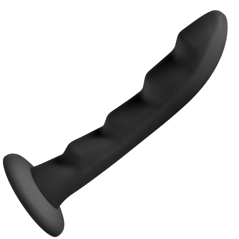 Ripples Silicone Strap On Harness Dildo, Black