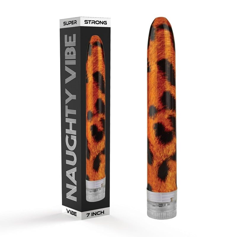Naughty Vibe Bullet Vibrator, Adult Sex Toy, 7" (Cheetah)