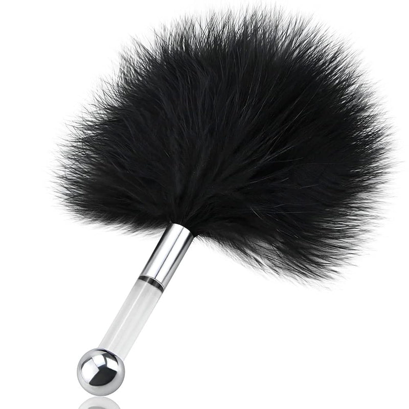 Sm Feather Tickler Teaser Stick Fetish Restraint Kit Skin Stimulator For Cosplay Role Foreplay Bdsm Cople Sex Toys (Black)