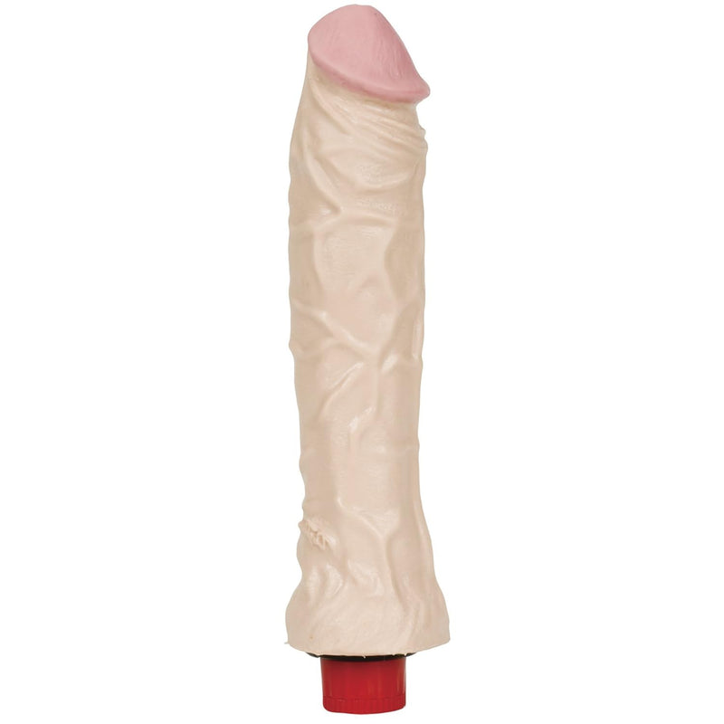 The Naturals - 8 Inch Heavy Veined Vibrating Dong - 8.4 In. Long And 2.3 In. Wide - Twist Bottom To Control Vibration Speed - Dildo - White