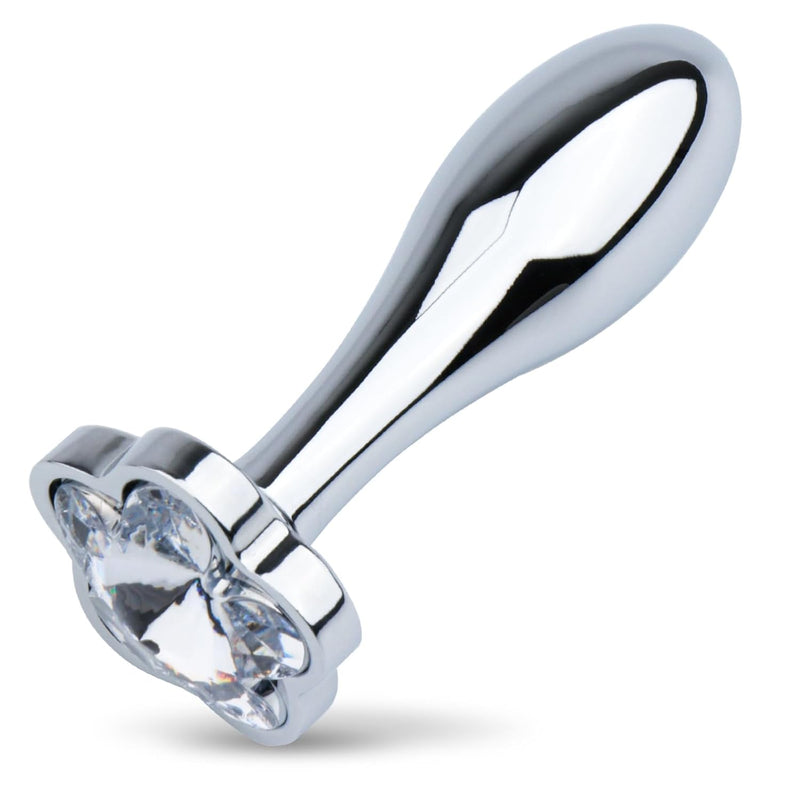 Metal Small Anal Plug With Clear Gem Handle Butt Plugs Adult Sex Toy For Couples Sex Pleasures (81Mm Length)