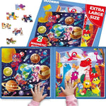 Magnetic Puzzles For Toddlers 4-6 - 2X48 Travel Puzzle Games For Kids Ages 3-5 Years Old - Dinosaur Car Activities Toy For Boys And Girls 2-4 Yo - Space Learning Magnet For Road Trip