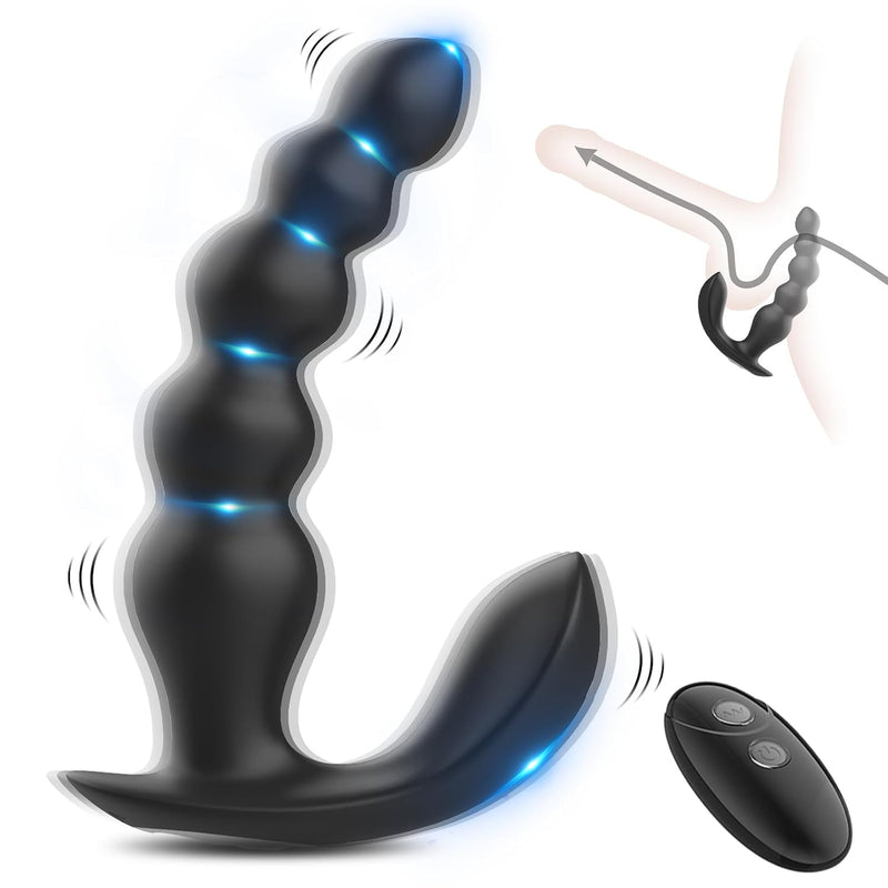 Vibrating Anal Beads Butt Plug, Silicone Anal Vibrator With 10 Vibration Modes, Prostate Stimulation Massage Rechargeable Anal Trainer Dilator G Spot Stimulator For Men Women And Couples, Black