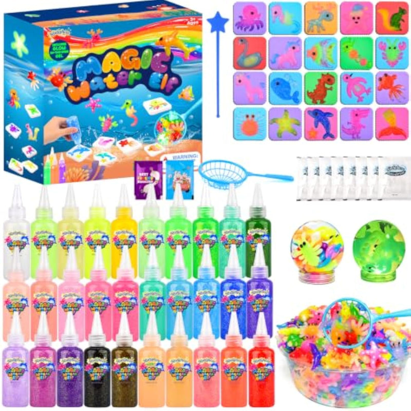 Magic Water Elf Toy Kit, 30 Gels & 20 Molds, Squishy Maker Set for Kids