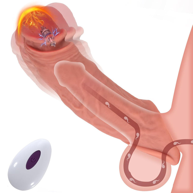 Vibrating Penis Sleeve, Ultra-Soft Penis Extender With 10 Vibrations For Prolonged Erection, Realistic Silicone Pennis Enlarger Dildo Adult Toys For Men Couple