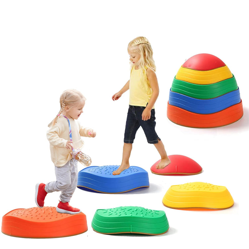 5Pcs Non Slip Plastic Balance Stepping Stones For Kids,Up To 220 Ibs For Po