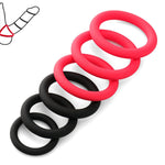 Adult Sex Toys Male Silicone Cock Glans Penis Rings Men Delay Ejaculation, Set Of 6 Multi Sizes (Black Red)