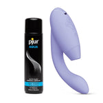 Duo 2 Lilac Dual Stimulation Pleasure Air Clitoris Stimulator Rabbit Vibrator & Pjur Aqua Water Based Personal Lubricant 3.4 Fl Oz - Female Sex Toys Bundle