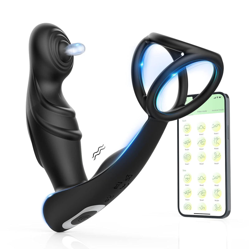 Prostate Massager Anal Vibrator With Cock Ring Anal Toy Plug Sex Toys App Control 9 Vibration And Tapping Butt Plug G Spot Vibrator For Prostate Stimulator Adult Toys For Men Sex Pleasure Or Couples.