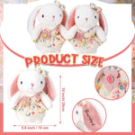 Flower Girl Stuffed Animal Bunny Plush Toy With Embroidered Flower 10" Cute Bunny Doll Bride Gifts For Wedding Party Proposal Decorations (2 Pcs)