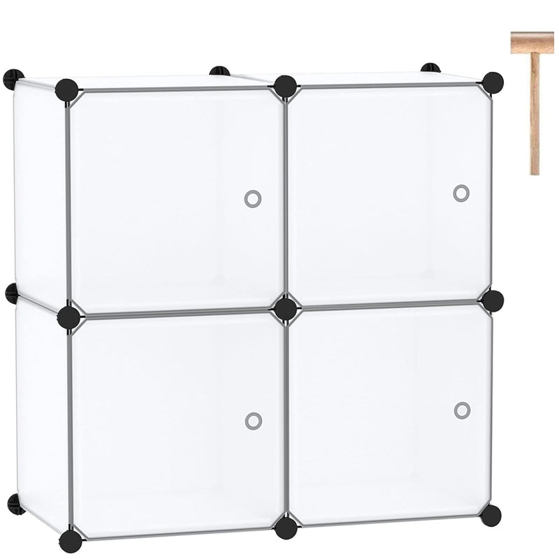 Cube Storage Organizer With Doors, 4-Cube Shelves, Closet Cabinet, Diy Plastic M