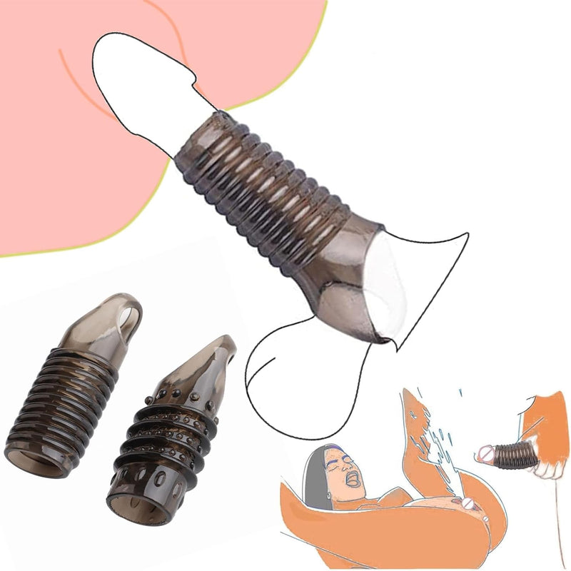 Cock Rings For Men, Silicone Penis Enlarger Sleeves, Delay Ejaculation Stronger Erection Enhancement Reusable Realistic Adult Sex Toys Silicone Penis Rings For Men Couples-2 Pcs