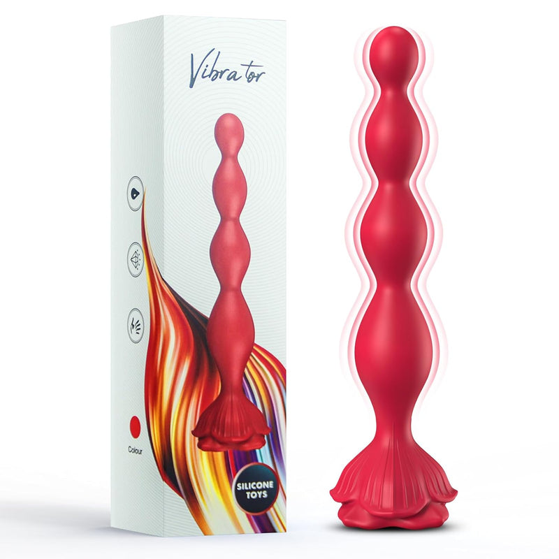 Rose Sex Toy Anal Beads,Vibrating Butt Plug With 9 Modes,Prostate Massager For Women & Men,Waterproof Silicone Rose Toy Sex Stimulator For Adult