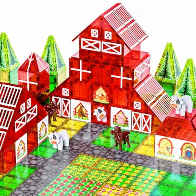Magnetic Tiles Farm Animal Toy Set With Interactive Cow & Horse, Magnetic Building Blocks For Kids Ages 3-5 4-8 5-7, Magnet Tiles Educational Stem Toy For Boys & Girls