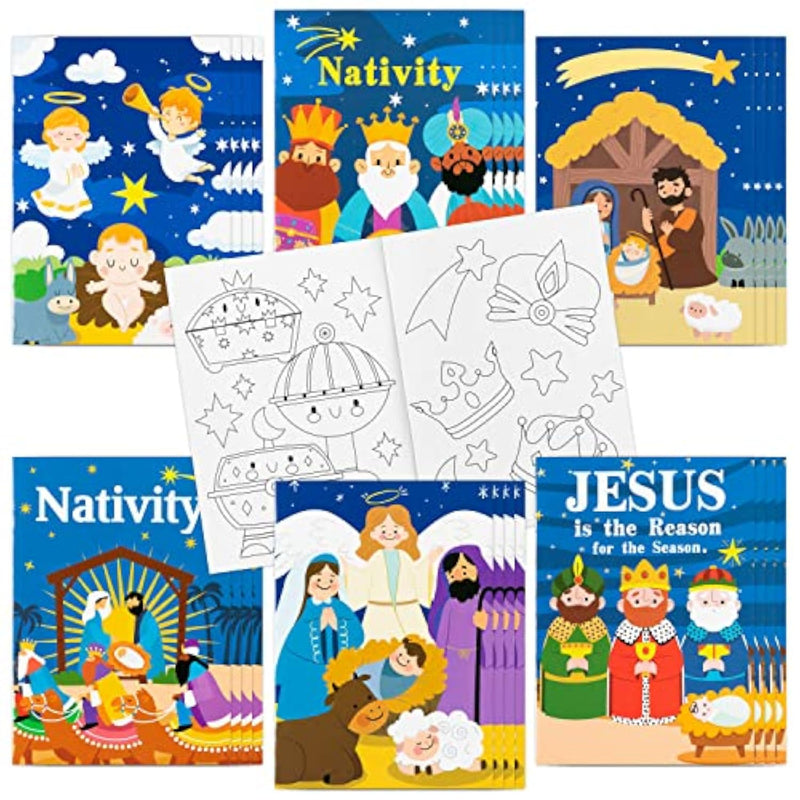 24Pcs Nativity Coloring Books Christmas Christian Color-in Pages for Kids