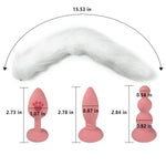 Fox Tail Anal Butt Plug With 3 Replaceable Anal Plugs Silicone Butt Plugs Anal Sex Trainer Cute Sexy Pink Sex Fox Tails Anal Sex Toys For Beginner Women Men Couple Cosplay Anal Tail Sex Toys (White)
